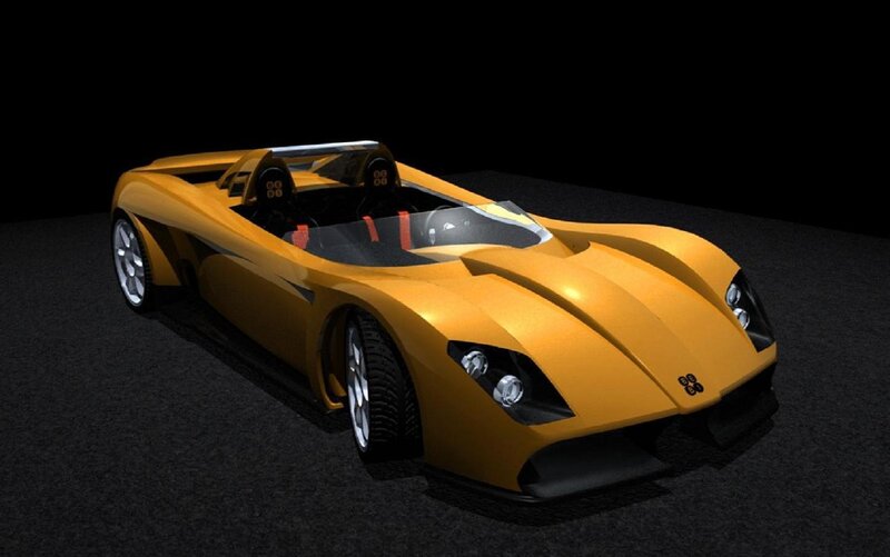 Yellow Sports Car — Dramatic, 3d Render, Seats