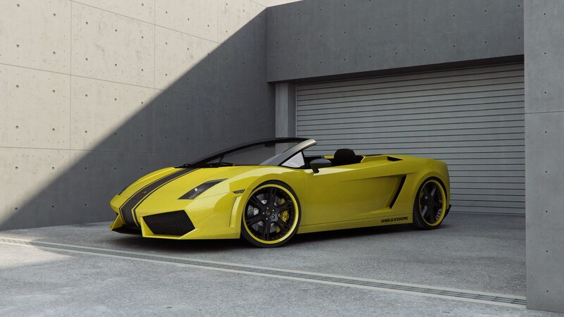 Yellow Sports Car — Dramatic, Afternoon, 3d Render, Concrete Wall, Garage Door