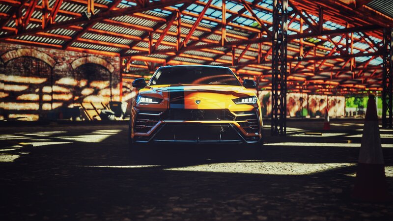 Yellow Sports Car — Dramatic, Afternoon, 3d Render, Cones