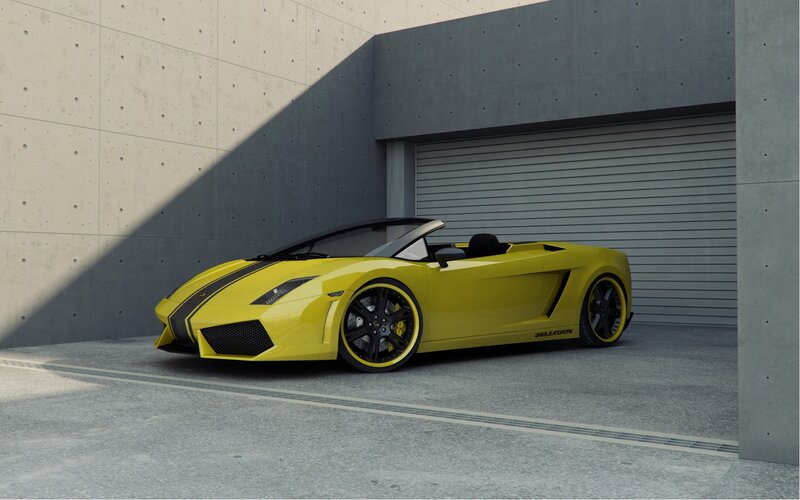 Yellow Sports Car — Dramatic, Afternoon, 3d Render, Garage, Concrete Wall