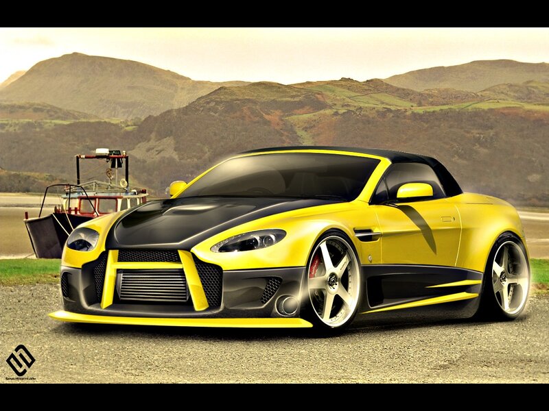 Yellow Sports Car — Dramatic, Afternoon, Digital Art, Boat