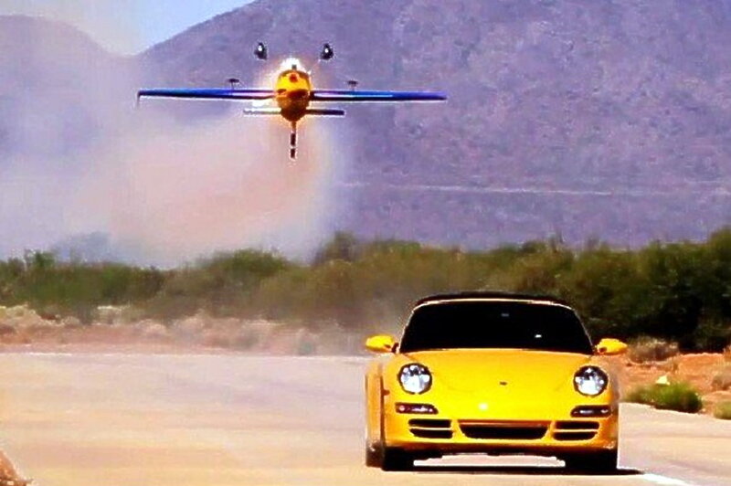 Yellow Sports Car — Dramatic, Afternoon, Photograph, Airplane
