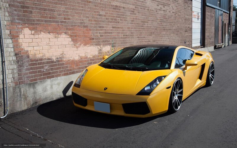 Yellow Sports Car — Dramatic, Afternoon, Photograph, Brick Wall, Asphalt