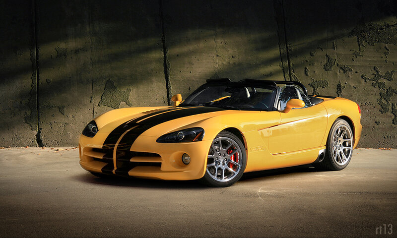 Yellow Sports Car — Dramatic, Afternoon, Photograph, Concrete Wall