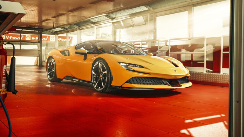 Yellow Sports Car — Dramatic, Afternoon, Photograph, Fire Extinguisher, Gas Station