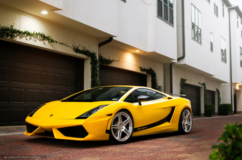 Yellow Sports Car — Dramatic, Afternoon, Photograph, Garage, Building, Brick Pavement
