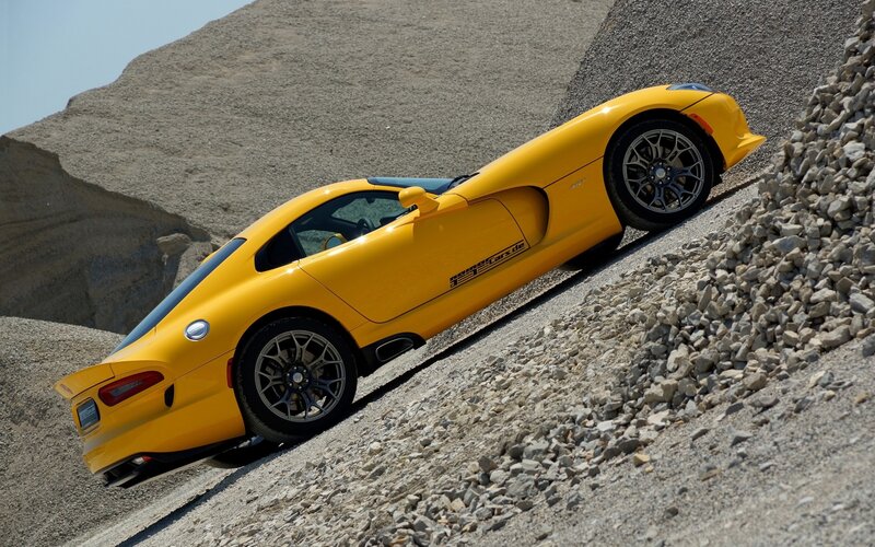 Yellow Sports Car — Dramatic, Afternoon, Photograph, Gravel
