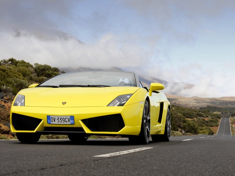 Yellow Sports Car — Dramatic, Afternoon, Photograph, Mountain, Road, Driver