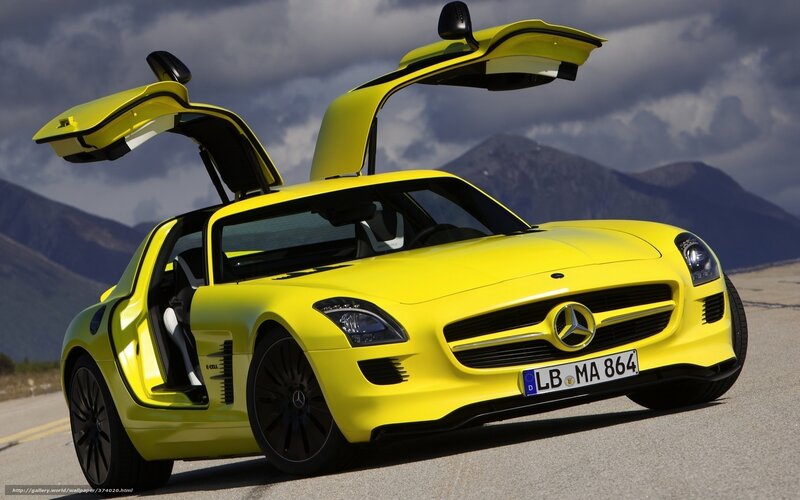 Yellow Sports Car — Dramatic, Afternoon, Photograph, Mountains, Road, Clouds