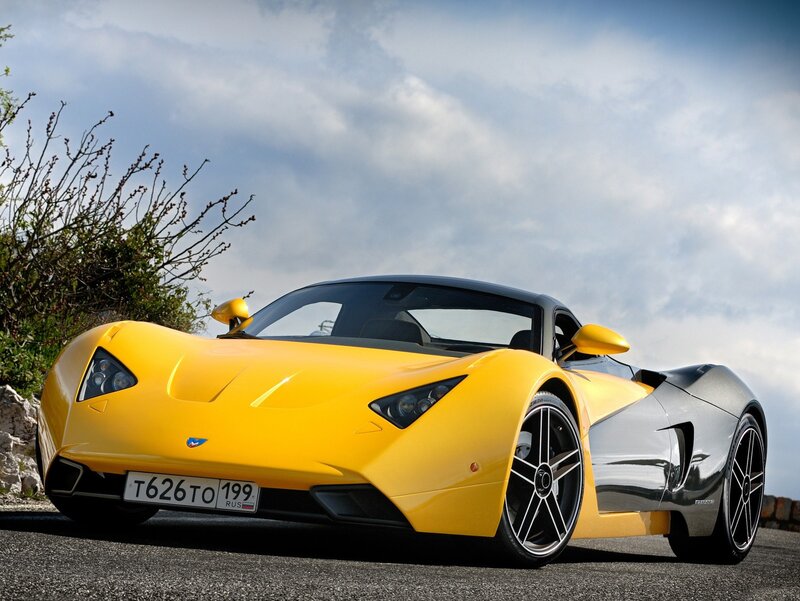 Yellow Sports Car — Dramatic, Afternoon, Photograph, Road