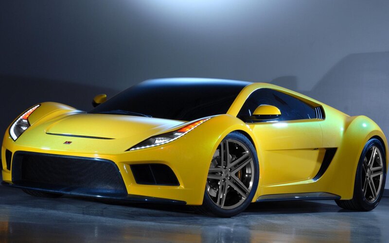 Yellow Sports Car — Dramatic, Black