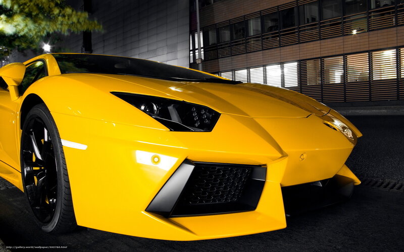 Yellow Sports Car — Dramatic, Night, Photograph, Building, Tree