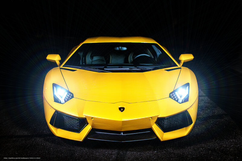 Yellow Sports Car — Dramatic, Night, Photograph, Car Headlights
