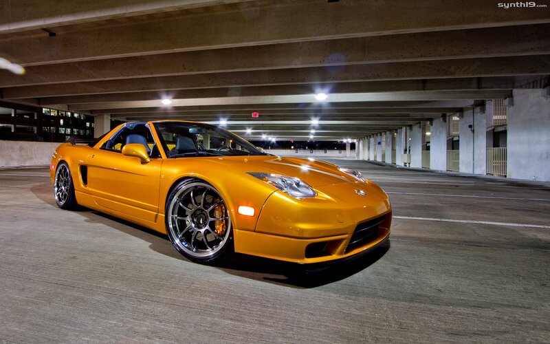 Yellow Sports Car — Dramatic, Night, Photograph, Parking Garage, Lights