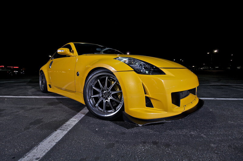 Yellow Sports Car — Dramatic, Night, Photograph, Parking Lot