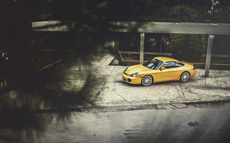 Yellow Sports Car — Dramatic, Night, Photograph, Parking Structure