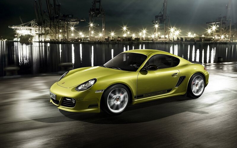 Yellow Sports Car — Dramatic, Night, Photograph, Port, Lights