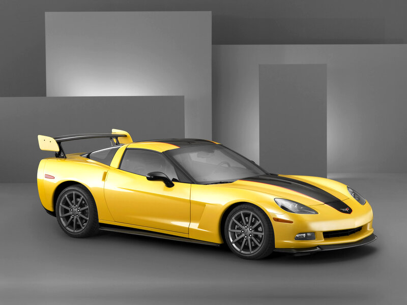Yellow Sports Car — Dramatic, Photograph, Black Stripe