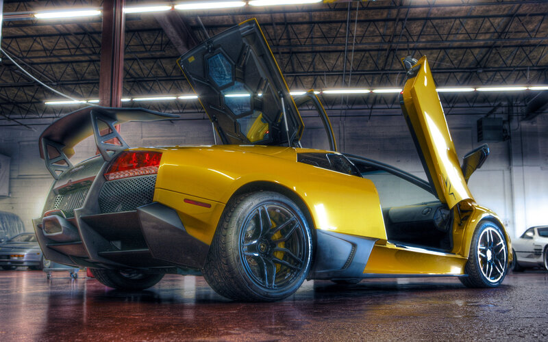 Yellow Sports Car — Dramatic, Photograph, Garage
