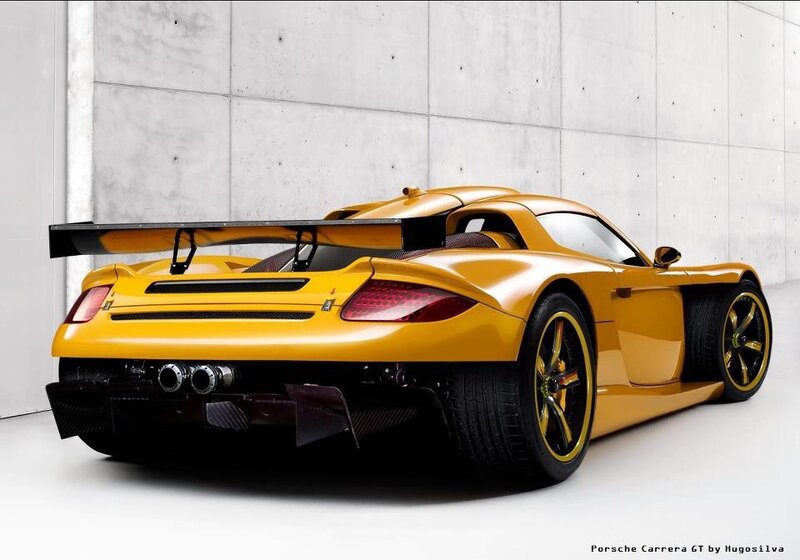 Yellow Sports Car — Dramatic, Photograph, Rear Wing, Exhaust Pipes, Carbon Fiber