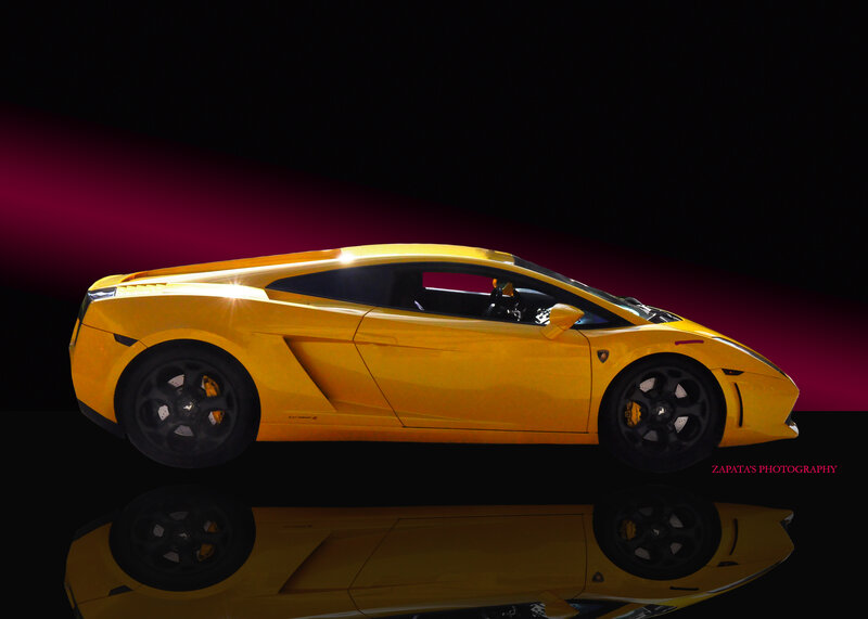 Yellow Sports Car — Dramatic, Photograph, Reflection, Light