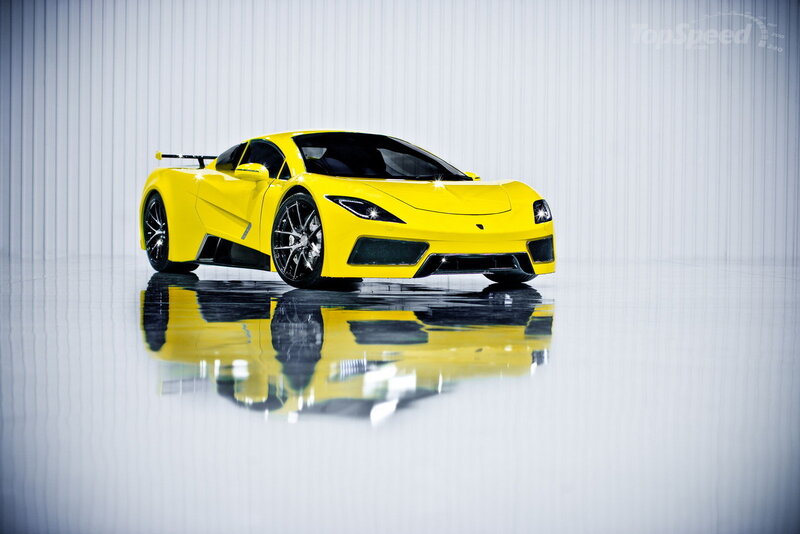Yellow Sports Car — Dramatic, Photograph, Reflection, Wall