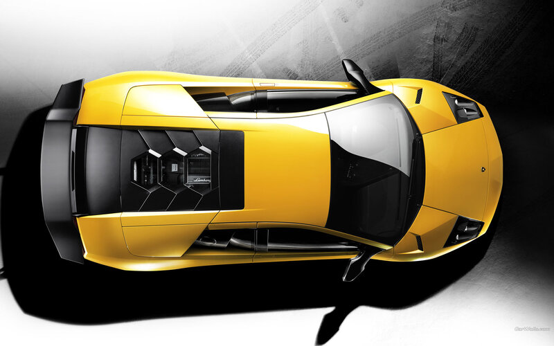 Yellow Sports Car — Dramatic, Photograph, Roof Vent, Windshield, Side Mirror