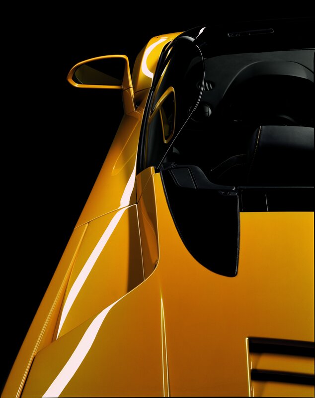 Yellow Sports Car — Dramatic, Photograph, Side Mirror