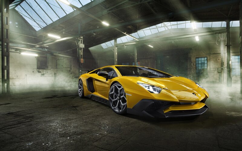 Yellow Sports Car — Dramatic, Photograph, Smoke, Factory
