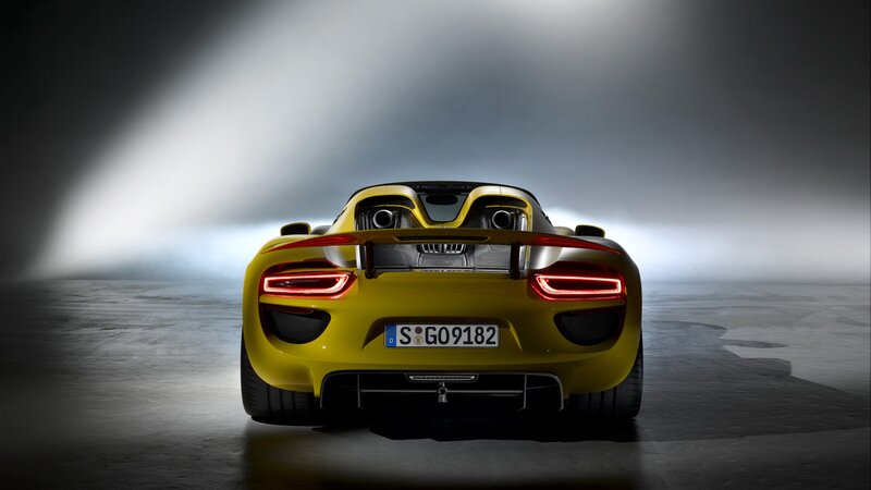 Yellow Sports Car — Dramatic, Photograph, Taillights, Exhaust