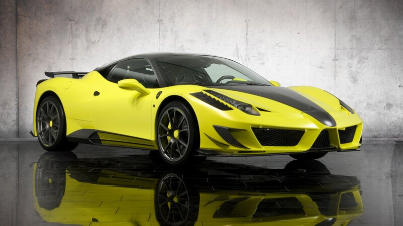 Yellow Sports Car — Dramatic, Photograph, Wall, Reflection