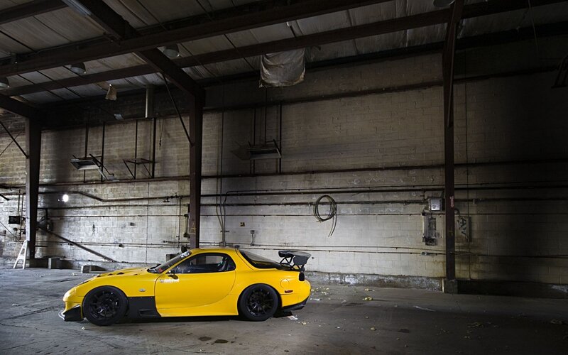 Yellow Sports Car — Dramatic, Photograph, Warehouse