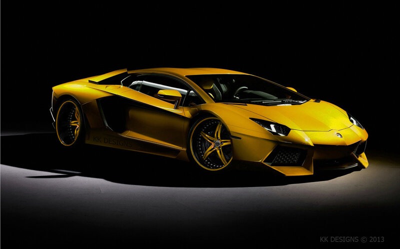 Yellow Sports Car — Dramatic, Photograph, Wheels, Studio Lighting