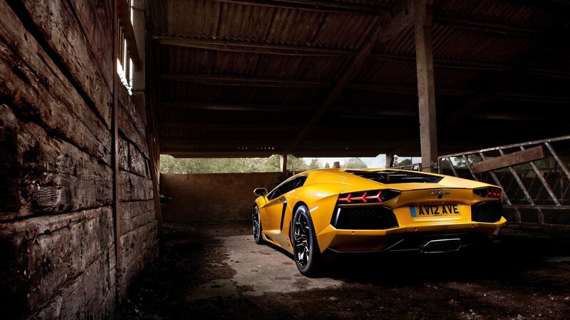 Yellow Sports Car — Dramatic, Photograph, Wooden Barn