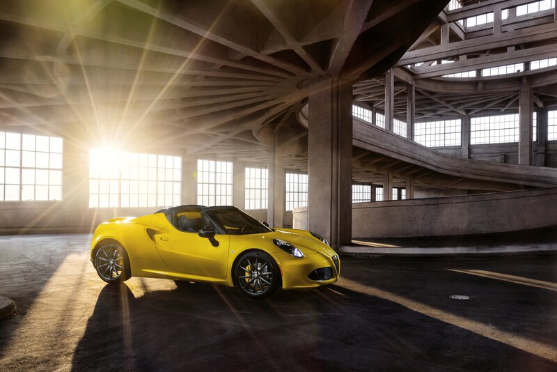 Yellow Sports Car — Dramatic, Sunrise