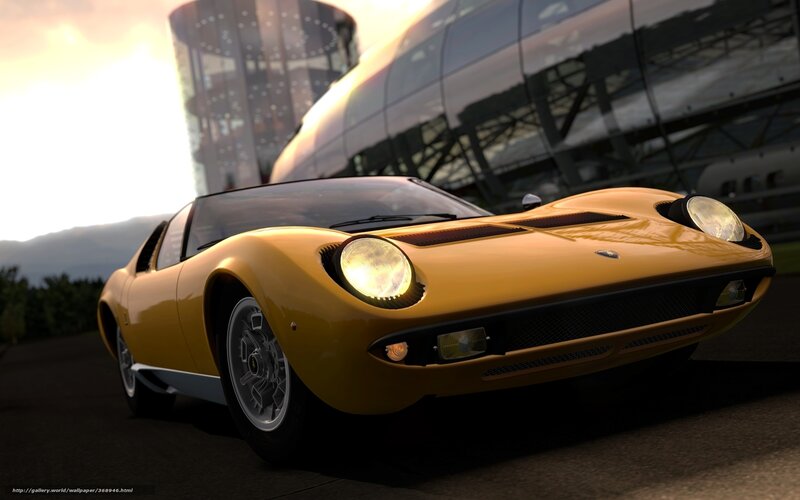 Yellow Sports Car — Dramatic, Sunset, 3d Render, Building