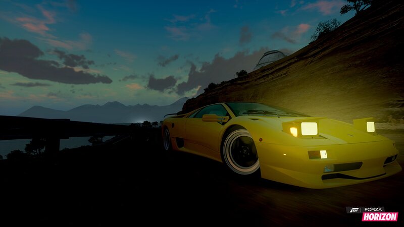 Yellow Sports Car — Dramatic, Sunset, 3d Render, Mountain