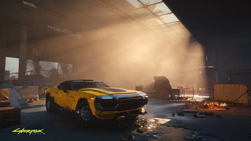 Yellow Sports Car — Dramatic, Sunset, 3d Render, Tent, Fire