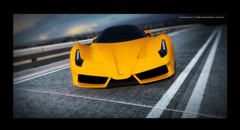 Yellow Sports Car — Dramatic, Sunset, Digital Art