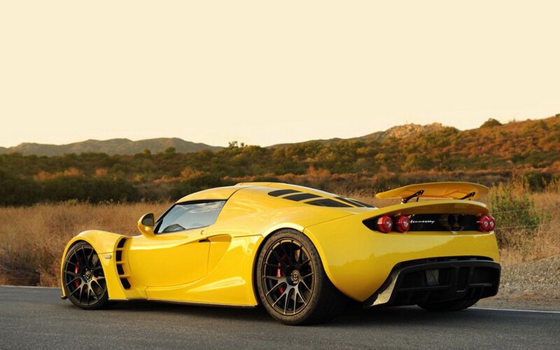 Yellow Sports Car — Dramatic, Sunset, Photograph, Road, Hills