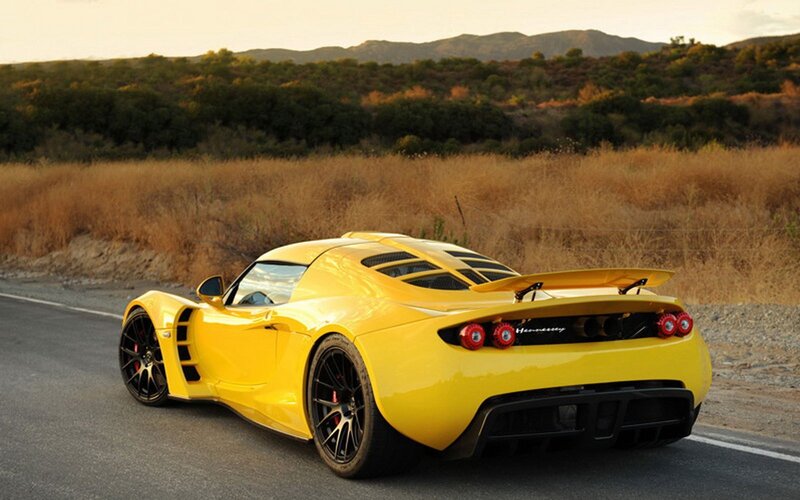 Yellow Sports Car — Dramatic, Sunset, Photograph, Road
