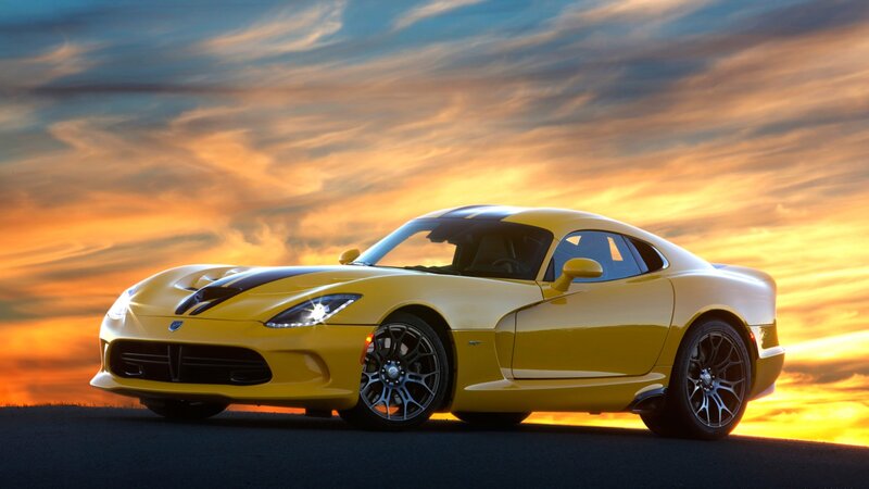 Yellow Sports Car — Dramatic, Sunset, Photograph, Sky