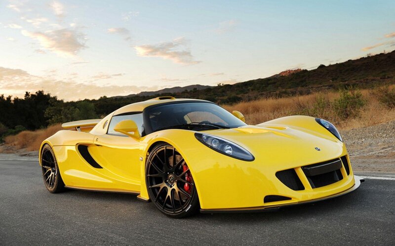 Yellow Sports Car — Dramatic, Sunset, Photograph