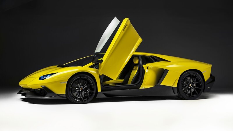Yellow Sports Car — Dramatic, White