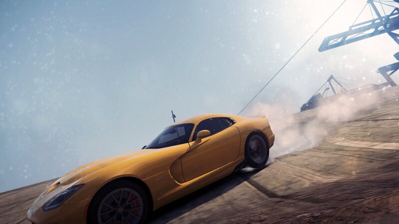 yellow sports car drifting