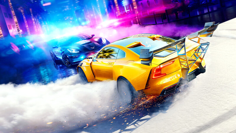 Yellow Sports Car Drifting — Dramatic, Night