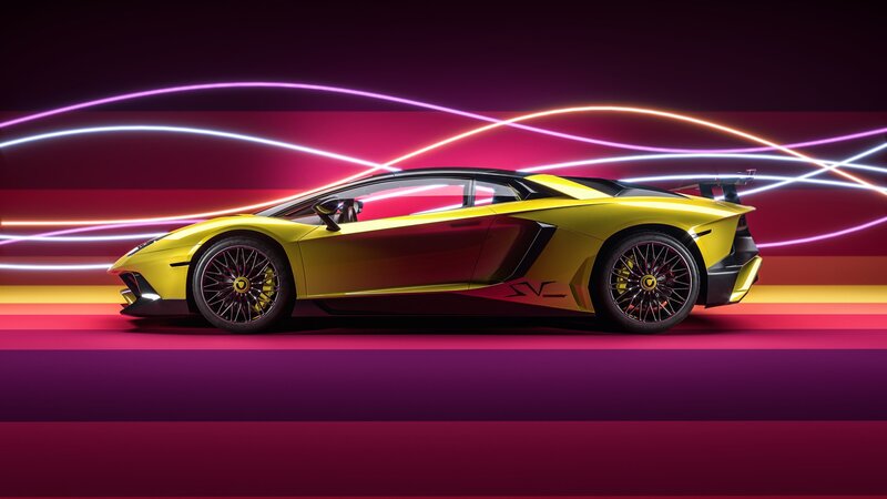 Yellow Sports Car — Dynamic, 3d Render, Neon Lights