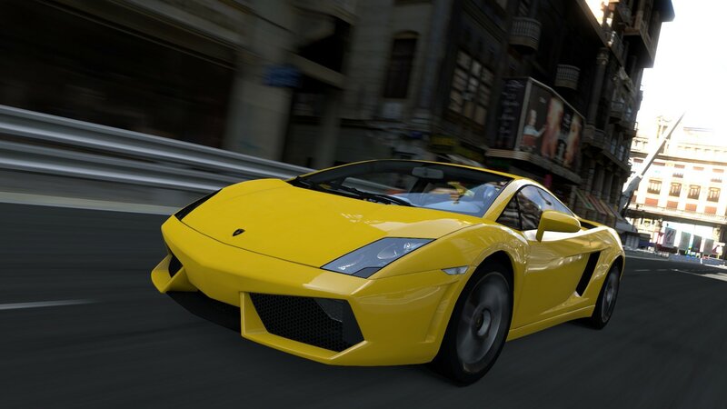 Yellow Sports Car — Dynamic, Afternoon, 3d Render, City Street, Buildings
