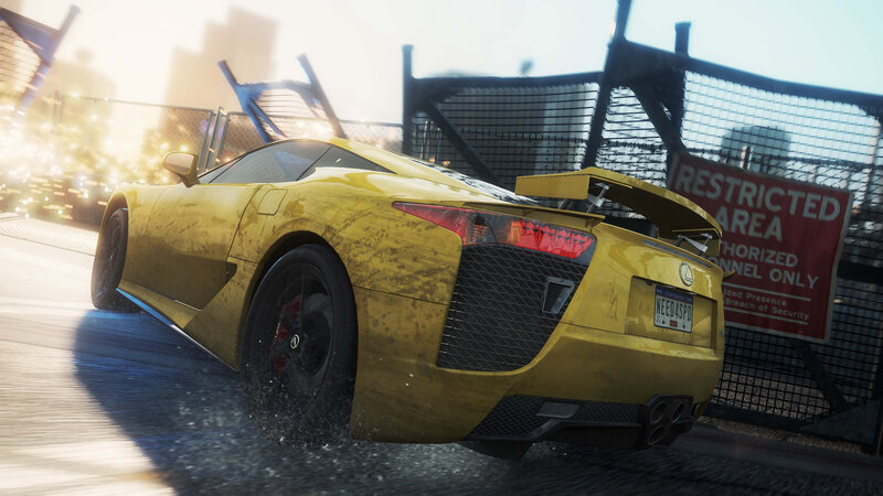 Yellow Sports Car — Dynamic, Afternoon, 3d Render, Fence