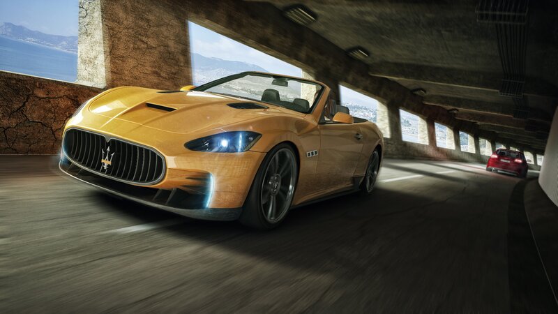 Yellow Sports Car — Dynamic, Afternoon, 3d Render, Tunnel
